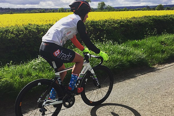 Team Tredz Rider Fenella testing out the bike